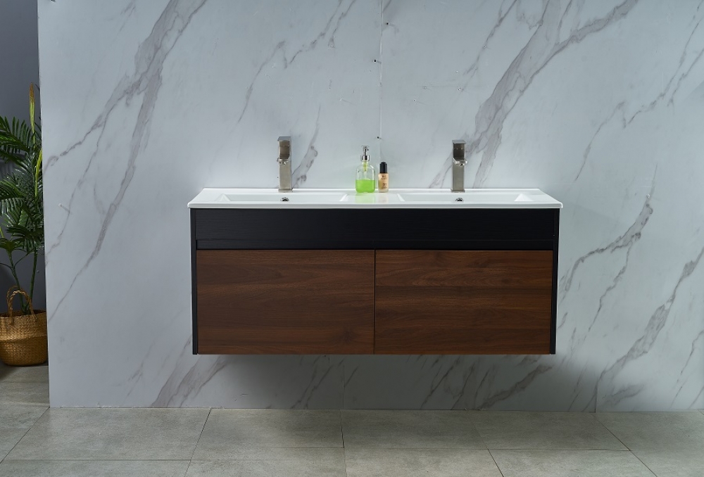 Walnut Wall Hung 1200W*460D*500H Vanity with Double Basin