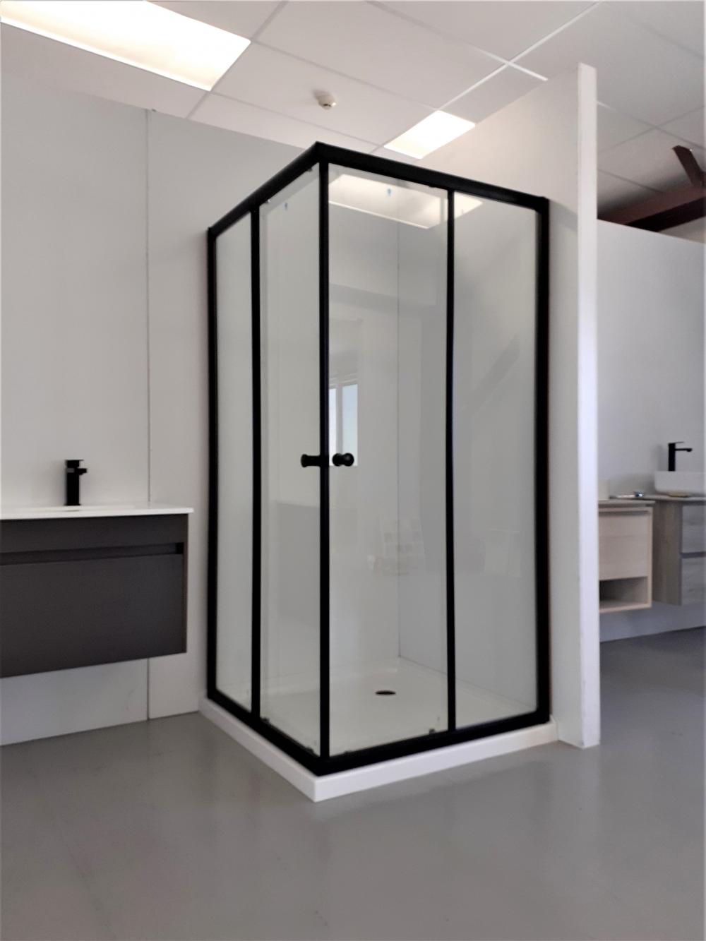 1000mm Square 2 Sides Sliding Door Shower Box Black