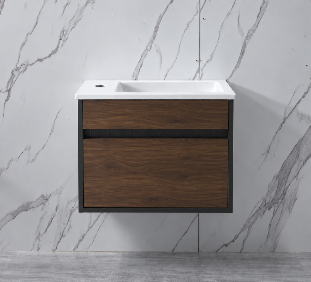 Walnut Wall Hung 480W*260D*500H Vanity with Single Basin