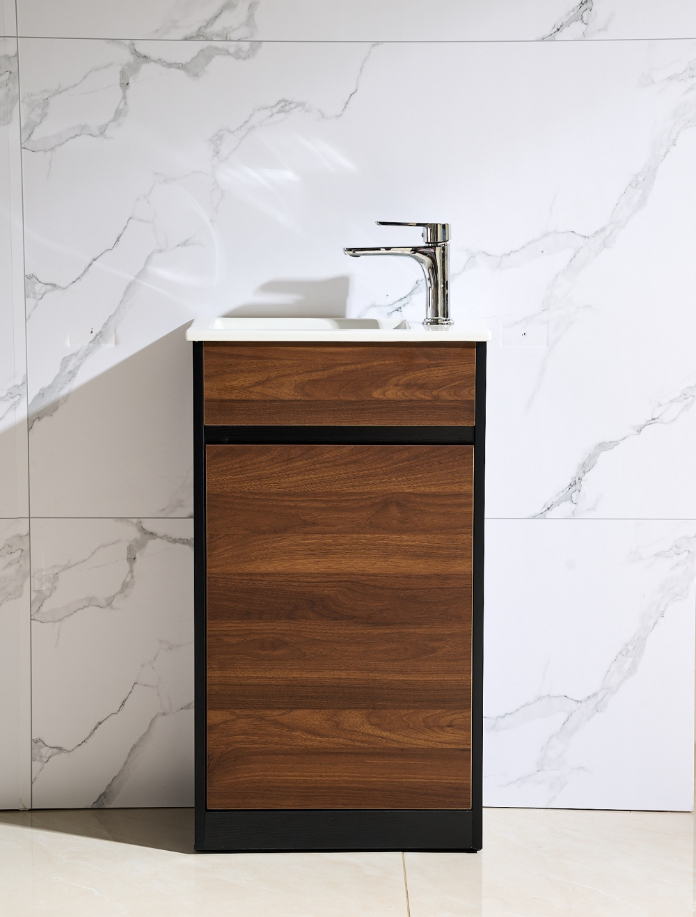 Walnut Free Standing 480W*260D*820H Vanity with Single Basin