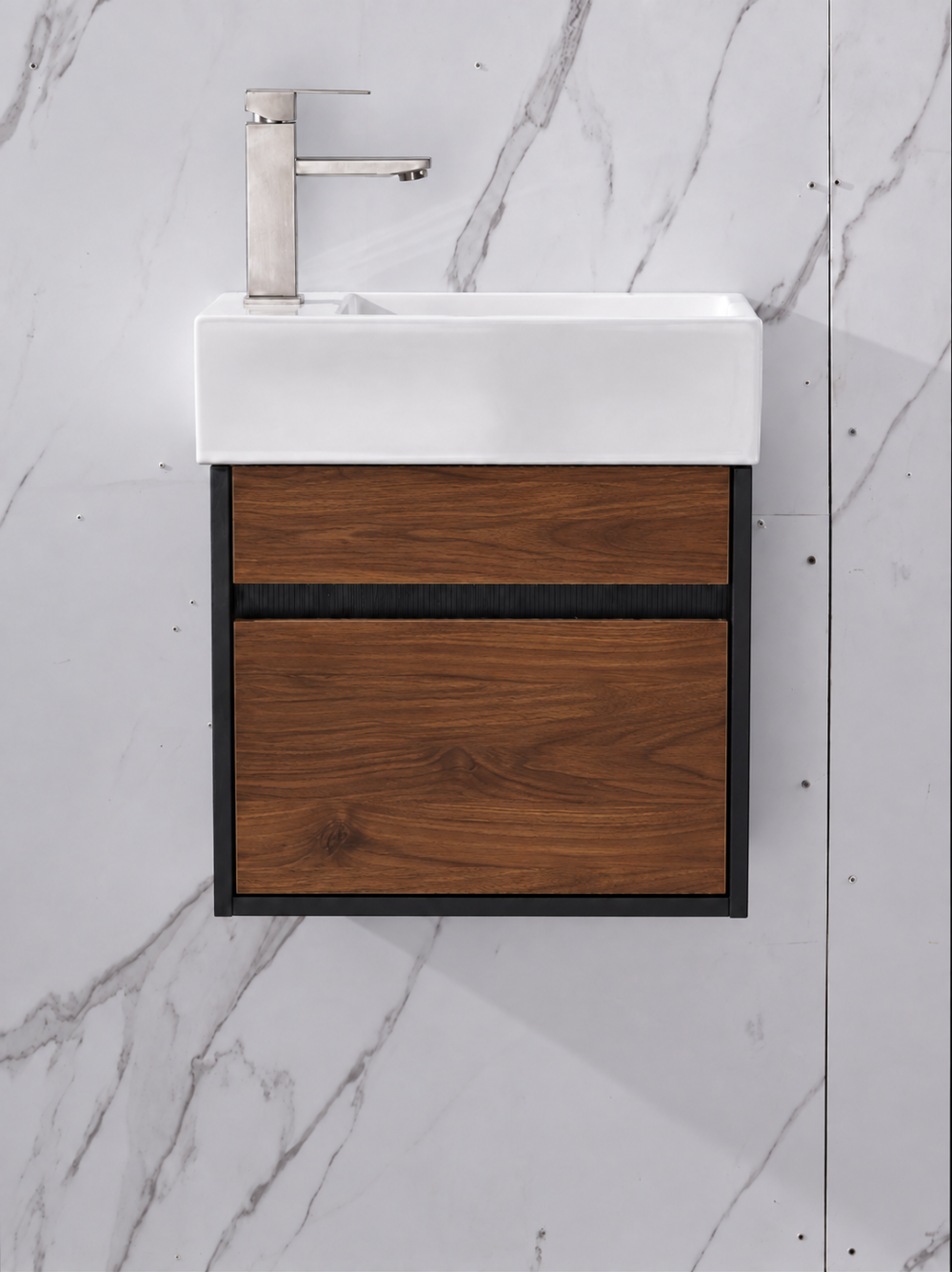 Walnut Wall Hung 480W*260D*500H Vanity with Single Basin