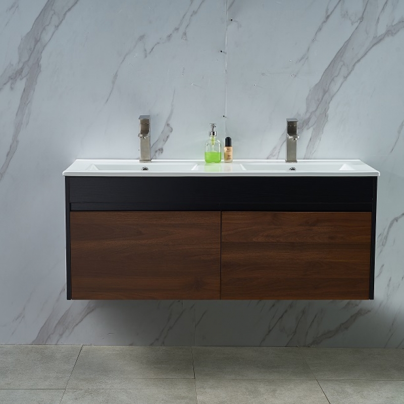 Walnut Wall Hung 1200W*460D*500H Vanity with Double Basin