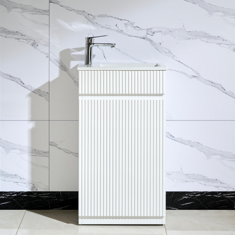 MY-70010-4682-MW Matt White 460mm Free Standing Vanity with Fluted Front Panels