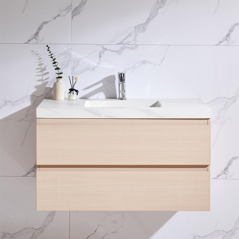 MY-70085-W90YB-A1015 VANITY with white slate basin